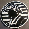 Firefighter and Flag Circle